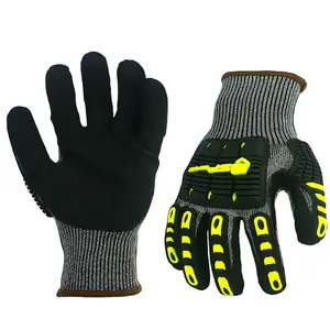 High sandy nitrile coated tpr cut resistant & impact gloves premium material level 5 knit impact work gloves
