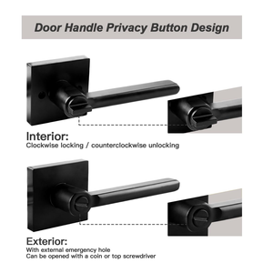 Maniglie per Porte in Lega di Zinco Resistenti, Set Maniglia con <span class=keywords><strong>Serratura</strong></span> per <span class=keywords><strong>Porta</strong></span> d'Ingresso, Design Sottile Quadrato Nero Opaco con Chiave - Product Image 4
