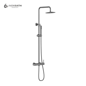 طقم دش دائري من الفولاذ المقاوم للصدأ بنمط رذاذ المطر مثبت على الحائط دش عالي الضغط للحمامات المصقول للفنادق - Product Image 3