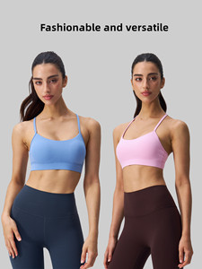महिलाओं की y बैक स्पोर्ट्स ब्रा-पैडंड रैकिंग कम प्रभाव स्फेटी पतली स्ट्रैप कसरत योग - Product Image 5