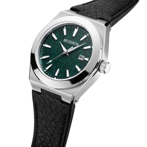 High Quality Fashion Stainless Steel Quartz <b>Watch</b> Men Women Genuine <b>Leather</b> Strap 5BAR Water Resistant MIYOTA Movement 42mm - Product Image 1