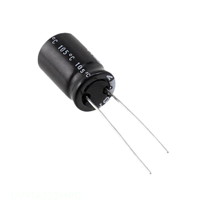 Condensador radial original de aluminio de 2200 uF UVY1A222MPD, 2200UF, 20%, 10V, de montaje a través de orificio. - Product Image 1