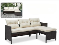 Ensemble de canapés de salle à manger en rotin moderne pour petit balcon, 3 pièces, imperméable, pour jardin extérieur, patio, en forme de L