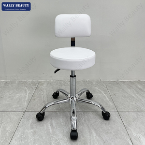 Tabouret de salon hydraulique professionnel avec dossier, réglable en hauteur, sur roulettes, pour technicien des ongles et coiffeur - Product Image 1