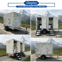Remorque Sanitaire Commerciale Portable à Fort Rendement, 2 Cabines avec Urinoir et Évier Climatisé, pour Chantiers Extérieurs et Services de Location