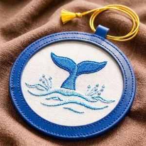 RTS PU Leather Needlepoint Storage Bag Pendant 4*4inch <b>Round</b> Self Finishing <b>Canvas</b> Holder with Sticker DIY Sewing Gifts - Product Image 2