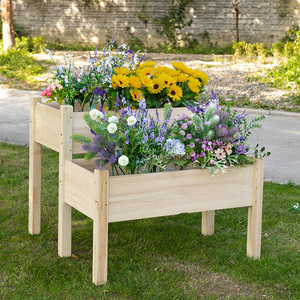 Planteur rectangulaire surélevé de fleurs, boîte de planteur de légumes <span class=keywords><strong>en</strong></span> plein air, jardin - Product Image 6
