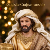 Crèche en résine artisanale, figurines de Noël décoratives et de collection, ensemble de la Sainte Famille 3 pièces or et blanc