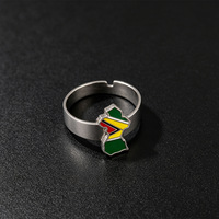 Bague ouverte vintage tendance en acier inoxydable, style rétro français, avec motifs de l'île de la Réunion, de la Guadeloupe, de la Guyane et de la Martinique