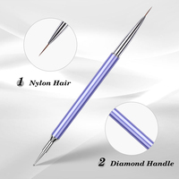 Nouveau stylo à points et pinceau à liner double embout en nylon plat pour le style de gel UV et la peinture d'ongles