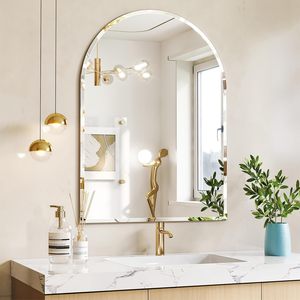 Espejo de Baño de Vidrio sin Marco Brauthon de 24\" x 32\", Espejo Arqueado Biselado para Montar en la Pared del Dormitorio - Product Image 2