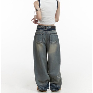 กางเกงยีนส์ทรงบอยเฟรนด์ SLvow รุ่นคัสตอม ลุคหลวม สไตล์มังกี้วอช เอวสูง ขากว้าง ไซส์พลัส สำหรับผู้ชาย - Product Image 4