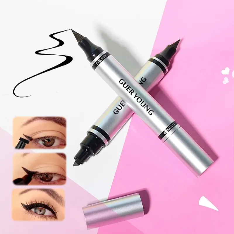 Wholesale custom logo private label eyeliner pencil Black waterproof liquid eyeliner stamp glue pen