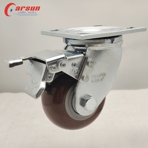 Heavy Duty 4/5/6/8 Polegada Rodízios De Aço PU Vermelho Poliuretano Giratório Rodas de Castor para Equipamentos Industriais OEM Personalizável