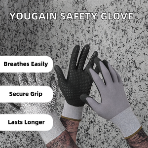 DEFSAFETY <span class=keywords><strong>Guanti</strong></span> di Sicurezza in Nylon 15 Gauge di Alta Qualità con Rivestimento in Nitrile Sabbiato, Dita Texturizzate, Traspiranti e Antiscivolo per Meccanici - Product Image 2