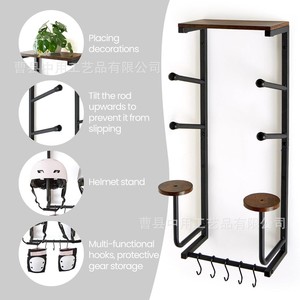 <b>Wall</b>-<b>mounted</b> Skateboard Storage Rack Wooden Helmet <b>Shelf</b> Punch Free <b>Wall</b> Storage Unit - Product Image 2