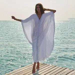 Robe de plage longue Maxi à la mode pour femmes, Kaftan, Bikini, vêtements de plage, vente en gros, été, 2022