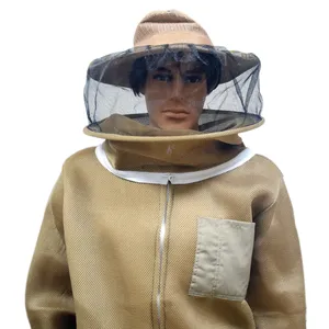BAIFENG BEE Nuevo <span class=keywords><strong>Traje</strong></span> de Apicultura Marrón con Protección 3D de Algodón Transpirable, Disfraz de Apicultor con Velo, Capucha y Sombrero, Anti-<span class=keywords><strong>Abejas</strong></span>, Poliéster 1 - Product Image 4