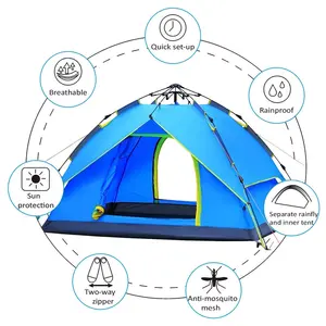 自动防水帐篷帐篷容易弹出便携式 3 至 4 人防晒家庭海滩圆顶帐篷