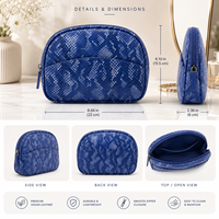 Trousse de Maquillage Intelligente en PU à Ouverture Facile avec Étuis Épais et Spacieux, Motif Couleur Unie de Luxe, Saloveybags, Nettoyant Visage Beauté