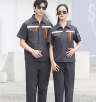 Ensembles de vêtements de travail en polyester à manches courtes haute visibilité pour l'été, avec logo personnalisé, certifiés CE, vêtements de protection respirants pour usine
