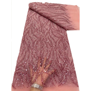 Ni. Ai hoa sang trọng lưới dòng ĐÍNH CƯỜM REN LƯỚI THÊU <span class=keywords><strong>sequin</strong></span> vải ren với ngọc trai cho Vật liệu váy cưới - Product Image 4