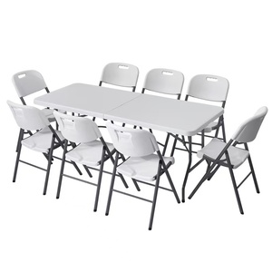 Table et Chaise Pliantes Portables en Plastique Blanc, 4ft, 6ft, 8ft, Modernes, pour Événements Extérieurs, Salle de Sport, Repas, Barbecue, Camping, Atelier - Vente en Gros - Product Image 3