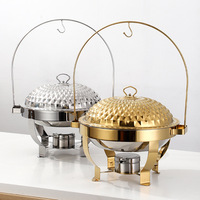 Plat de service de luxe en acier inoxydable doré avec couvercle suspendu à motif diamant pour buffet, maintien au chaud des aliments, idéal pour hôtels, traiteurs, mariages et réceptions
