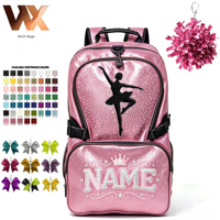 Sac à dos de cheerleading en polyester à paillettes personnalisé, faible MOQ, sac d'équipe scintillant, sac à dos pour femmes avec logo brodé, sacs de sport d'extérieur pour filles