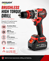 Vente directe d'usine, perceuse sans fil à couple élevé 70NM, perceuse à vitesse variable, perceuse sans fil portable avec 2 batteries de 2,6 Ah