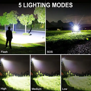 Lampes de poche tactiques LED rechargeables 25000 lumens avec zoom et 5 modes, étanches, de qualité militaire, super lumineuses, rechargeables - Product Image 3