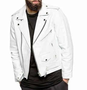 Blouson de motard en cuir véritable, coupe cintrée, décontracté, à la mode, pour homme, avec cuir de mouton, sur mesure, nouvelle collection - Product Image 6