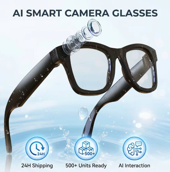 AI Smart Glasses 800W Pixel Camera Wi-Fi File Transfer Gesture Control Built-in ChatGPT Assistant Unisex Wearable Eyewear