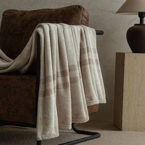 Luxe Polyester Effen Geprinte Visgraat Thermisch Geweven Milieuvriendelijke Anti-Pilling Ademende Lichtgewicht Zachte Deken - Product Image 1