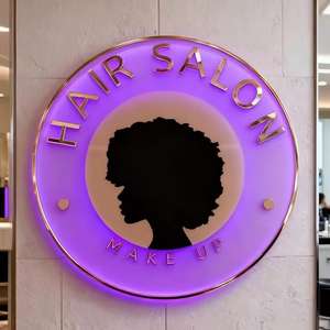 Business Acrylic Mirror Gold 3d <b>Light</b> up logo Custom Led Sign Company Shop SignBoard Illuminated Sign for Salon Business Sign - Product Image 5