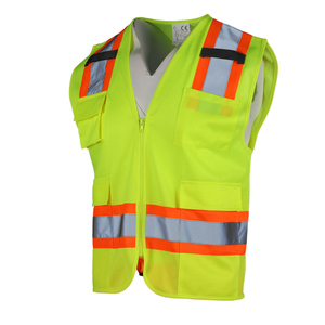 ANSI CE Class 2 <span class=keywords><strong>Hi</strong></span> <span class=keywords><strong>Vis</strong></span> <span class=keywords><strong>Vest</strong></span> صدريّة قابلة للتخصيص متعددة الجيوب سلامة عاكسة للعمل - Product Image 1