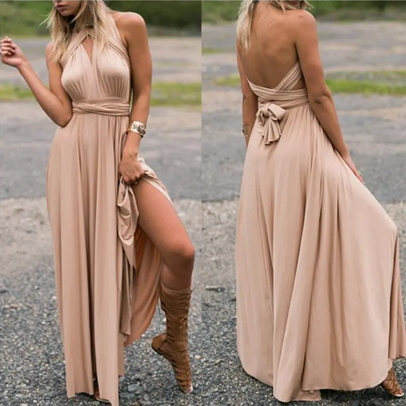 2022 Fashion multi way wear wrap top blank summer long maxi Cross Strapless And Backless Formal Dress