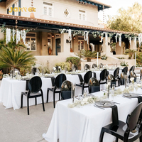 Vente en gros Chaises de salle à manger de mariage empilables à dossier rond Chaises Ghost noires pour événements