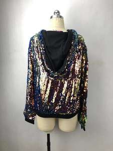 Pronta per la spedizione gratuita da donna alla moda per spettacoli teatrali per feste con <span class=keywords><strong>paillettes</strong></span> discolore fantastica <span class=keywords><strong>giacca</strong></span> di lusso Hiphop <span class=keywords><strong>lunga</strong></span> - Product Image 6