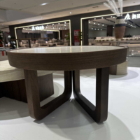 Juego de Mesa de Centro y Mesa Auxiliar Creativo Estilo Wabi-Sabi: Madera Redonda con Diseño de Dos Tonos y Mosaico (Mueble Minimalista para Sala de Estar)