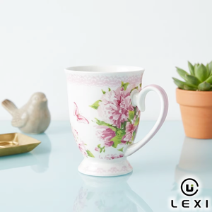 Mug en céramique à motif floral <span class=keywords><strong>vintage</strong></span> de 350 ml avec bordure dorée et poignée élégante pour café, thé, lait, petit-déjeuner, décoration de la maison, du bureau, cadeau - Product Image 2