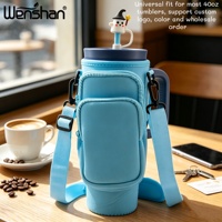 Sarung Tumbler Neoprena untuk Cangkir 40oz, Kantong Pembawa Multi Kantong dengan Tali Bahu yang Dapat Disesuaikan, Kantong Ponsel untuk Aktivitas Luar Ruangan