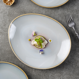 Assiettes en grès de haute qualité YAYU, grises, émaillées craquelées, pour la restauration et l'hôtellerie, vente en gros, vaisselle gastronomie - Product Image 2