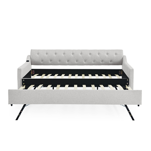Canapé-<span class=keywords><strong>lit</strong></span> moderne en lin capitonné avec <span class=keywords><strong>lit</strong></span> <span class=keywords><strong>gigogne</strong></span>, canapé-<span class=keywords><strong>lit</strong></span> multifonctionnel avec <span class=keywords><strong>lit</strong></span> escamotable, chargeur USB, meubles de salon - Product Image 5