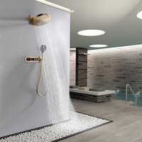 Ensemble de douche thermostatique de luxe fabricant chinois mat pistolet métal fini laiton pluie bain douche mitigeur robinet pour hôtels