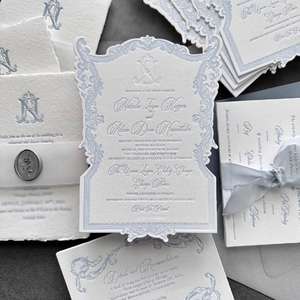 Invitaciones de Boda de Papel de Arte de Lujo con Monograma Personalizado y Juegos de Papel Kraft al por Mayor para Organizadores de Bodas - Product Image 6