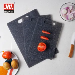 Haixing wholesale marble-look chopping board meat vegetable fruit plastic cutting boards with handle