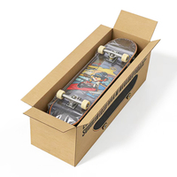 Cartons en carton ondulé robustes et écologiques personnalisables, grands cartons en papier kraft brun pour le transport sécurisé des planches à roulettes
