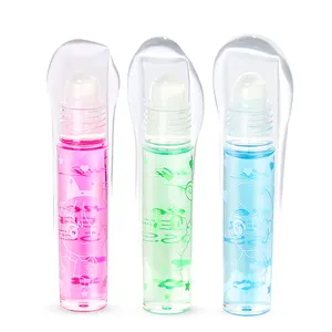 Cosmetics OEM Privet Label Color Changing Natural Crystal Lip Gloss Roller Bling Sheer Princess Fruit Roller Ball Lip Gloss