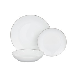 Service de table Poesia blanc, 18 pièces, assiettes et bols, vaisselle élégante pour un usage quotidien - Product Image 1